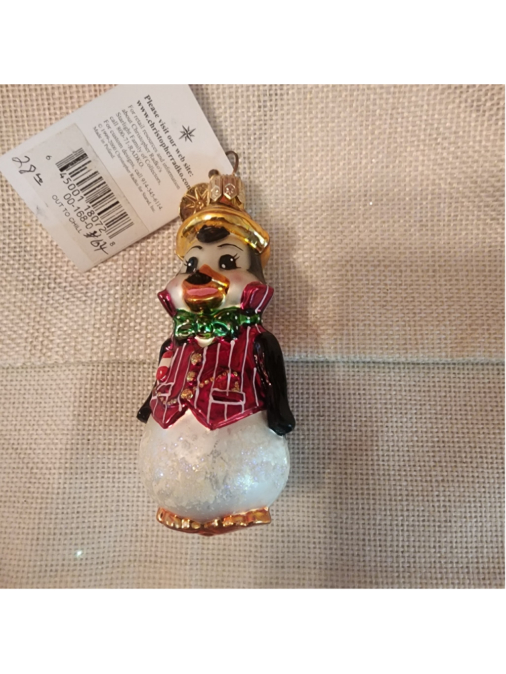 Christopher Radko Penguin Ornament One Size Black Red